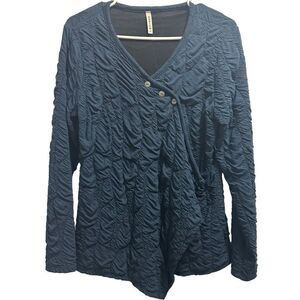 Women's Navy Cubism Long Sleeve Blouse Size Medium